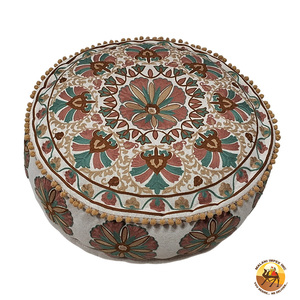 Luxueux moderne fait à la main bohème pied tabouret broderie hippopotame indien pouf pouf tissu sièges fins décoratives noël - Product Image 6