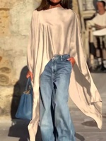 Vêtements pour femmes 2024, best-seller AliExpress sur sites indépendants transfrontaliers Europe-Amérique, couleur unie, ourlet irrégulier, coupe ample