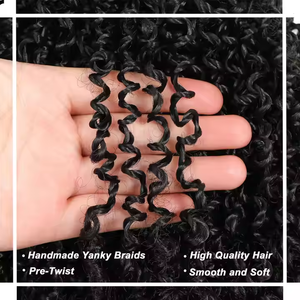 Extensions de Crochet Yanky Très Demandées pour Femmes Noires, 8-14 pouces, Pré-bouclées, Tresses à Extrémités Frisées, Fibre Haute Température - Product Image 2