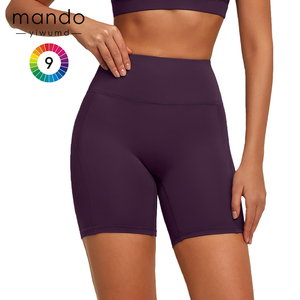 Shorts de Compresión de Punto con 80% Nailon y 20% Elastano, Sin Costura Delantera, Shorts de Yoga de Cintura Alta para Mujer, Logotipo Personalizado - Product Image 3