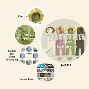 ชุดเสื้อผ้าเด็กอ่อนแบบ unisex กางเกงขายาวผ้าฝ้ายถักเนื้อนุ่มระบายอากาศ พร้อมหมวก ขายส่งชุดเสื้อผ้าเด็กแรกเกิด - Product Image 2