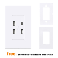 Prise murale USB standard américaine en gros d'usine, prise de charge murale multi-ports 3A+1C, prise en charge de la personnalisation OEM ODM