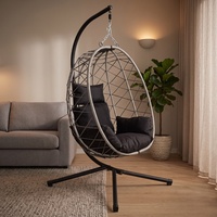 Fauteuil suspendu à bascule en métal pour patio, mobilier d'extérieur avec coussin plus épais, chaises pliantes en forme d'œuf personnalisables pour jardin et terrasse