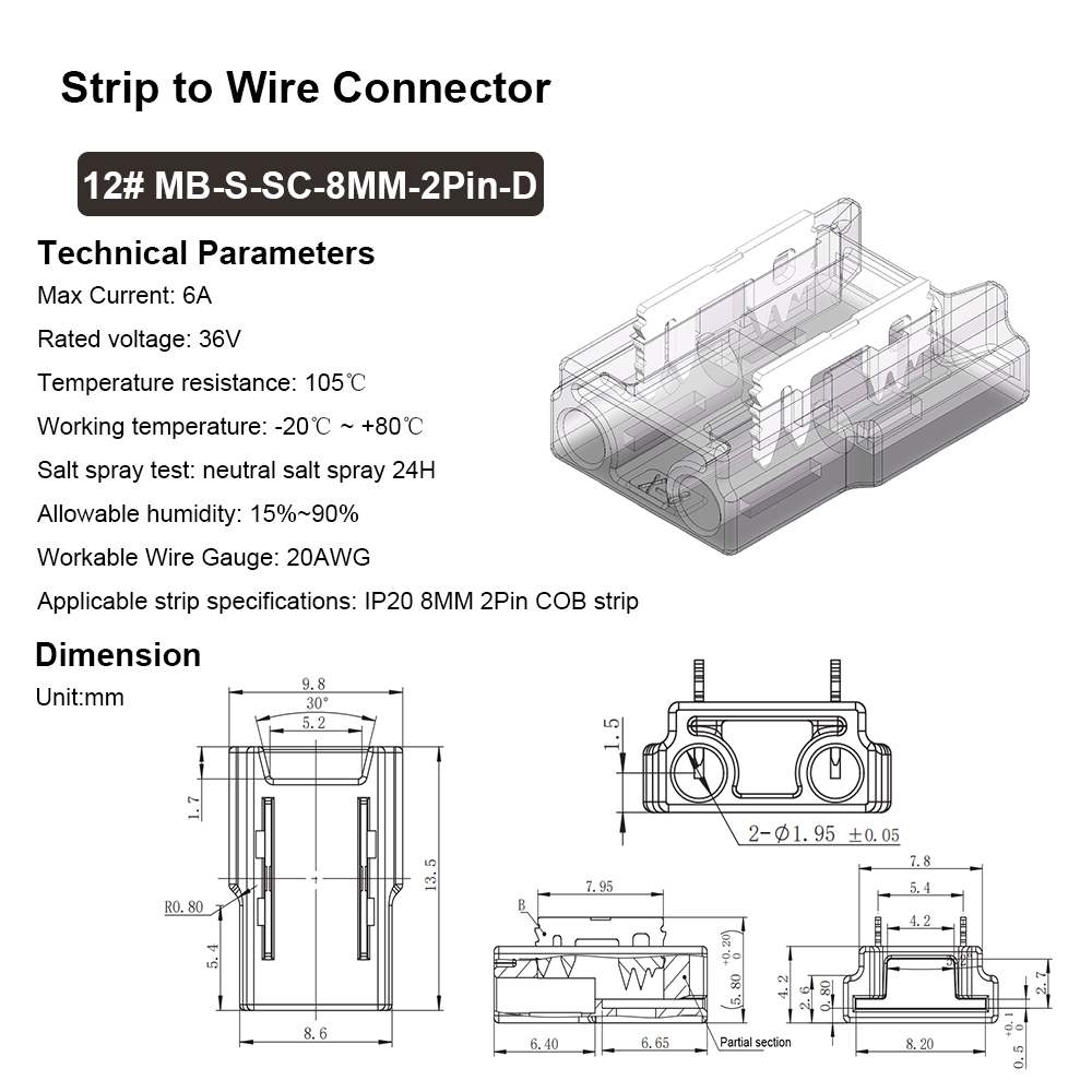 12# MB-S-SC-2PIN-8MM-D : Connecteur MB-S-SC-2PIN-8MM-D