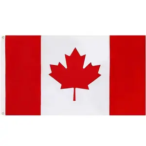 Wholesale 90*150 cm 100% Polyester Red White Canada Country Maple Leaf Flag With Brass Grommets