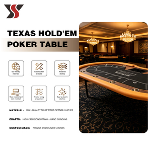 Mesa de Póker Plegable Portátil Personalizada al por Mayor YS OEM, Mesa de Juego para Casino en Casa, Anillo de Madera Naranja, 10 Jugadores, Portavasos - Product Image 6