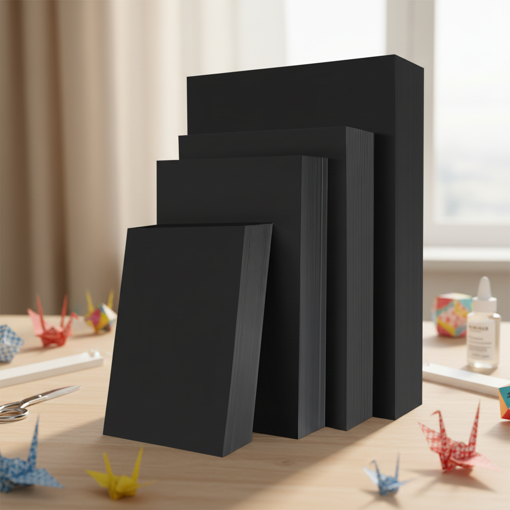 250g 300g Recycled Craft Paper Thick Black Paper Sheets A3 A4 Double-Sided Uncoating Laser Printing Compatible Black Cardboard