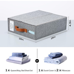 Lot de 4 organisateurs et rangements pliables en lin pour draps de lit et articles de toilette quotidiens, avec double fenêtre, pour la literie – Vente en gros - Product Image 4