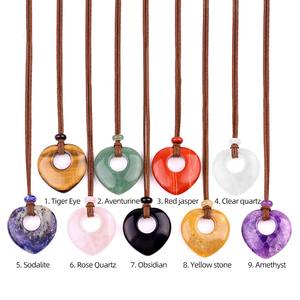 <span class=keywords><strong>Collar</strong></span> de cristal de <span class=keywords><strong>cuarzo</strong></span> <span class=keywords><strong>rosa</strong></span> amatista Natural grande de 40mm de fábrica, <span class=keywords><strong>amuleto</strong></span> de colgantes huecos de corazón de piedra con cordón ajustable para mujer - Product Image 5