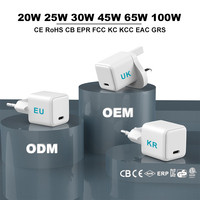 Cargador USB Tipo C GaN de Fábrica, 25W 45W 65W 100W 140W PPS QC, Adaptador de Carga Rápida para Teléfono Móvil con Certificado KC