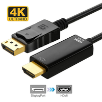 Câble adaptateur DP vers HDMI plaqué or 1,8 m (6 pieds) 4K x 2K, cordon de conversion DisplayPort mâle vers HDTV mâle pour PC portable