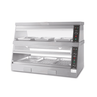 Vitrine chauffante professionnelle W 2X2 en acier inoxydable / Vitrine chauffante électrique en verre pour aliments