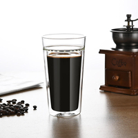 Tasse à café simple en verre borosilicate à double paroi, mug à lait transparent 400ml 800ml, verre pour boissons chaudes et froides