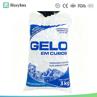 Sacs à glaçons jetables transparents RAYBO 3kg 5kg 10kg en plastique LDPE de qualité alimentaire avec poignée pour machine à glaçons