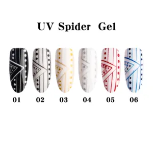 QSHY özel Logo özel etiket toptan UV/LED tırnak sanat kapalı ıslatın DIY yarı kalıcı örümcek hat teli elastik çizim jel lehçe