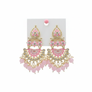 Designer Kundan Stone and Beads Meenakari Dangle Earrings Elegant Jewelry Collection Women for Wedding Party Festival and Gifts - Product Image 2