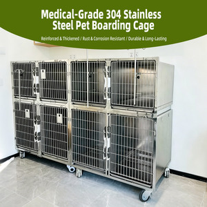 Jaula Veterinaria Personalizable con Soporte para Suero Intravenoso, Jaula de Acero Inoxidable 304 para Tratamiento de Animales, Hospital Veterinario y Peluquería Canina - Product Image 3