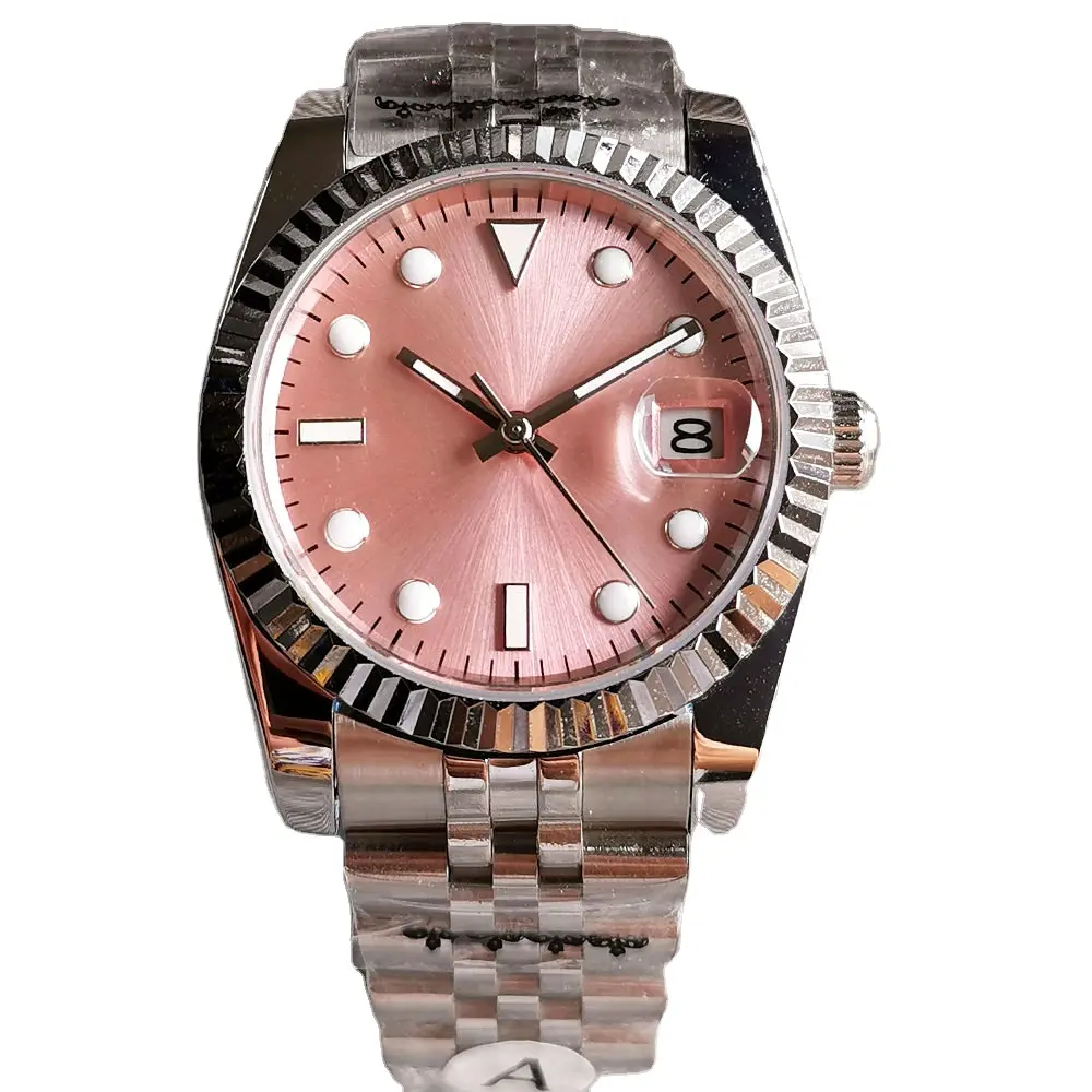 BLIGER 2021 new customize Luminous Pink Japan Miyota Automatic Mechanical Stainless Steel luxury Mens Watch