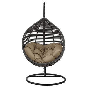 Chaise balançoire suspendue en rotin PE imperméable moderne chaise balançoire extérieure durable avec coussin pour les loisirs pour la chambre à coucher - Product Image 1