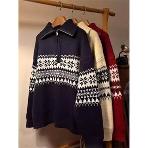 Half <b>Turtleneck</b> Belt Vintage Hooded <b>Sweater</b> <b>Men</b> Windproof Pullover Casual Color Block Korean Style Versatile Warm Rabbit Autumn - Product Image 1