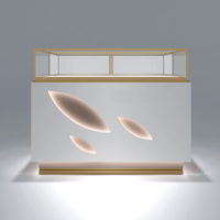 Comptoir de magasin de détail en or de luxe Présentoir design Meubles de bijouterie en verre Vitrines de bijouterie Lumières LED