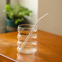Vente en gros de gobelets en verre borosilicate soufflé à la main, réutilisables, créatifs, de 540 ml, pour boire