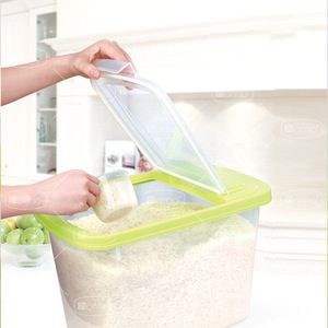 Rice <b>Storage</b> Bin 15kg Flip Top Sealed Moisture Proof Rectangle <b>Container</b> For <b>Kitchen</b> Use - Product Image 2