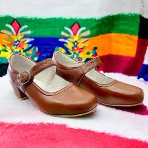 Zapatos de Danza Folclórica Angelina para Mujer, de Cuero Suave, Tacón Plano, Forro de Lona, Talla Adulto 623, para Danza Folclórica y Ballet - Product Image 4