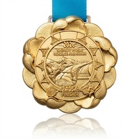 Médaille de finisseur personnalisée en métal 3D en relief pour le marathon du patrimoine mondial de Chengdu, avec ruban en satin