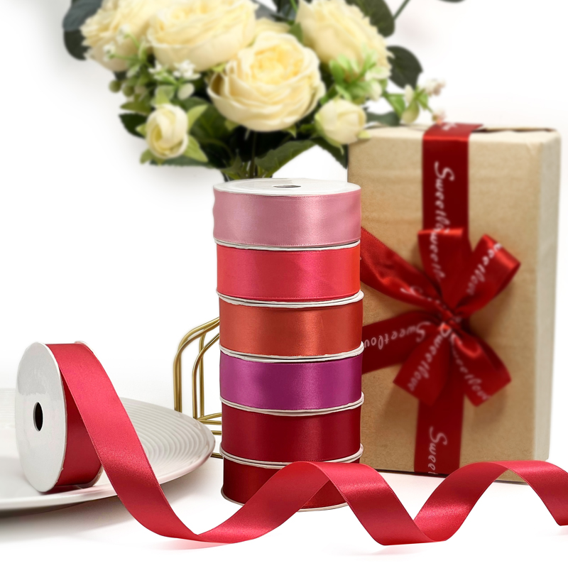 Silk Double Faced Satin Ribbon Polyester Christmas Gift High Quality Custom 4Cm Solid Color Satin Ribbon