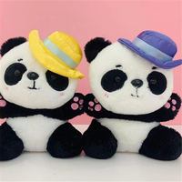 Boneka Panda Lucu Super Lembut dengan Topi, Mainan Hewan Isi Dakron untuk Mesin Cakar, Kartun Kawaii Mini Panda Plush OEM/ODM