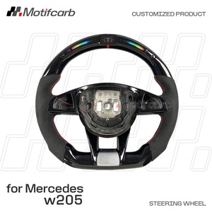 พวงมาลัยคาร์บอนไฟเบอร์อัจฉริยะแบบกำหนดเองสำหรับ Mercedes-Benz A45 C63 C43 GT S GLA GLC E-Class C-Class AMG W205 W213 ปี 2015-2018 - Product Image 2