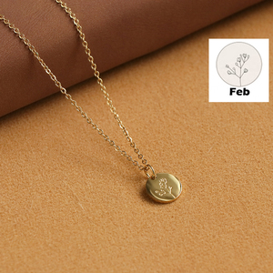 Disponibile Collana con Piccolo Disco Placcato Oro 18K, Collana con Fiore di <span class=keywords><strong>Nascita</strong></span> per Donne e Ragazze, <span class=keywords><strong>Regalo</strong></span> per Matrimonio o Compleanno - Product Image 2