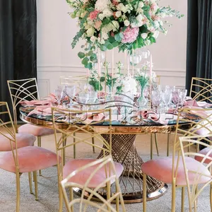 गर्म बिक्री के लिए बैंक्वेट हॉल फर्नीचर नजर आता है ग्लास dininng टेबल घटना शादी