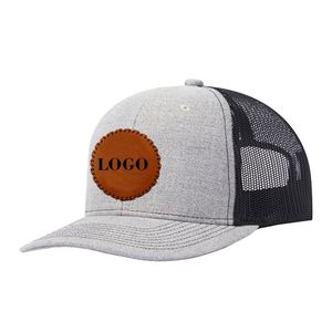 Casquette Trucker 112 en Coton Sergé Vert de Haute Qualité pour Hommes avec Logo en Cuir et Maille, Certifiée BSCI - Product Image 6