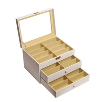 6/12/15/18/24 fentes étui de rangement pour lunettes de soleil à plusieurs couches boîte de présentation pour lunettes de soleil avec couvercle organisateur de lunettes