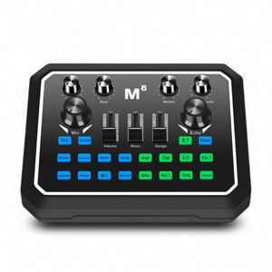 Table de mixage audio USB multifonction M8 pour YouTube, diffusion en direct sur smartphone, PC, tablette, chant avec interface d'écho, carte son - Product Image 1