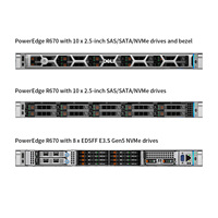 خادم مركز البيانات من ديل عالي الكثافة 1U مع فتحات توسعة PCIe غنية وبنية قابلة للتوسع
