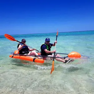 Máximo desconto cristal vidro caiaque duplo assentos oceano barco cilindro claro tandem para venda