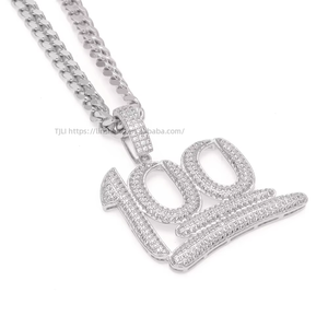 Hip-hop <b>copper</b> men's jewelry micro-inlaid zircon 100-point pendant. - Product Image 4