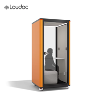 Cabine téléphonique insonorisée pour communication individuelle, pod de bureau insonorisé avec roues, profil en aluminium, éclairage LED pour extérieur et salle de sport