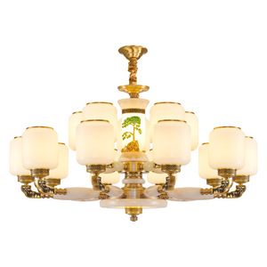 Chinese Style Jade Chandelier With Enamel Painting Multi Head Led <b>Light</b> For Living Room Bedroom Study Villa Home Decor - Product Image 4