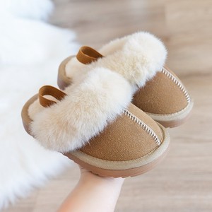 2023 kış sıcak Retro peluş süet Faux kürk çocuklar bulanık terlik patik ayakkabı yumuşak yürümeye başlayan bebek erkek kız kabarık terlik - Product Image 6