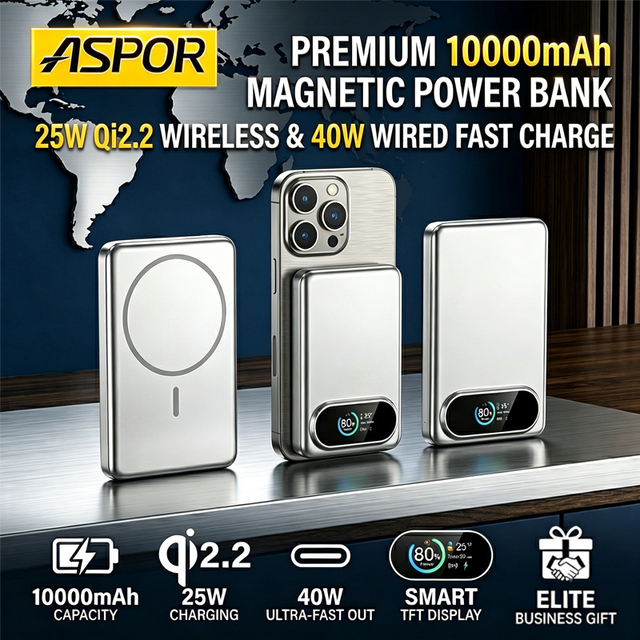 Premium 10000mAh Magnetic Wireless Power Bank Type-C 25W .2 Charging 40W Fast Charge Business Gift LX27Plus