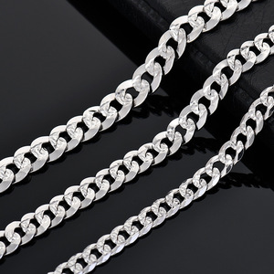 <span class=keywords><strong>Collier</strong></span> pour homme <span class=keywords><strong>en</strong></span> <span class=keywords><strong>argent</strong></span> 925, plaqué or 14K, style italien, maillons simples, motif fleur, denim, cubain, cadeau - Product Image 2