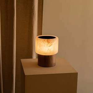 Spanish Snowflake Marble Table Lamp Walnut Base E27 Led Bulb 220V Eye Caring Decorative Lighting For Living Room Bedroom - Product Image 1