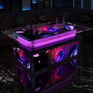 Stainless Steel Tempered Glass Ktv <strong>bar</strong> <strong>Pub</strong> LED Light Strip Table - Product Image 5