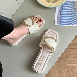 Sandales plates d'été pour femmes, style littéraire, à semelle haute antidérapante, à bride unique, tendance, pour la plage et l'extérieur, type claquettes - Product Image 3