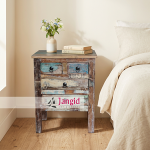 Mesitas de Noche de Madera Reciclada, Mesita de Noche Pequeña con Cajones para Dormitorio, Sala de Estar, Muebles Hechos a Mano para Habitación de Hotel - Product Image 1