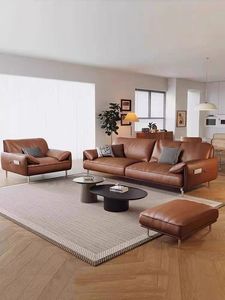 Sofás de salón de estilo industrial para sala de estar, sofá minimalista de <span class=keywords><strong>esquina</strong></span> de cuero, sofá de 2 plazas, sofá de tela Vintage de Italia - Product Image 3